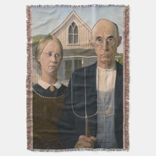 American Gothic:カントリーライフ貧しい農村農家 スローブランケット (正面縦)
