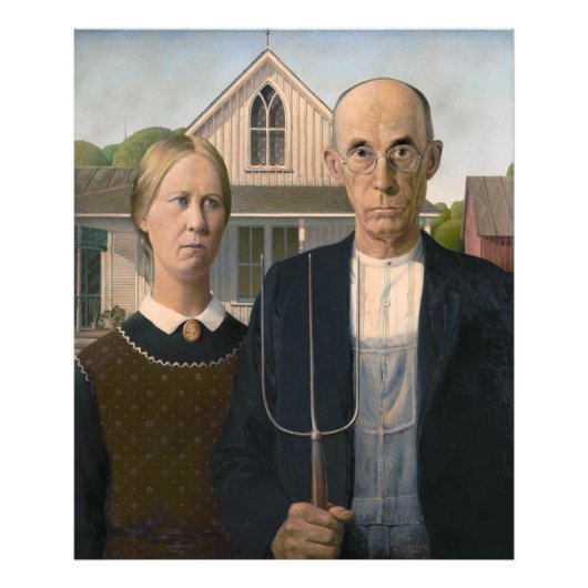 American Gothic：カントリーライフ貧しい農村農家 フォトプリント (正面)