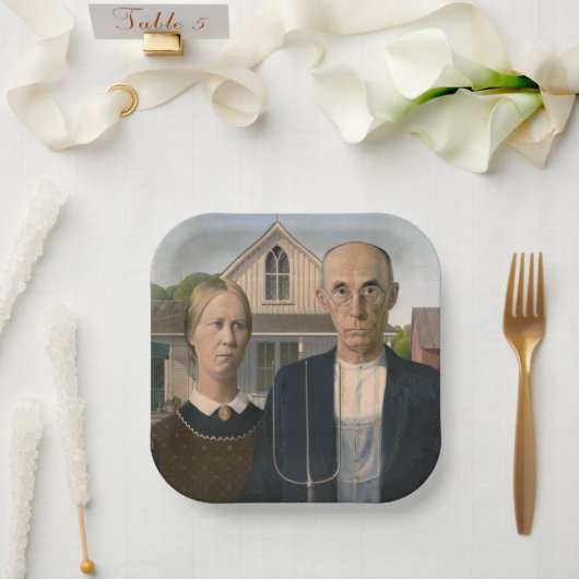 American Gothic：カントリーライフ貧しい農村農家 ペーパープレート (ウェディング)