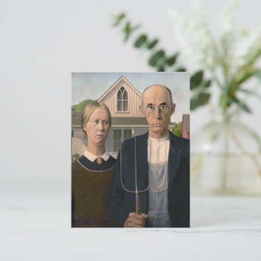 American Gothic：カントリーライフ貧しい農村農家 ポストカード (スタンド正面)