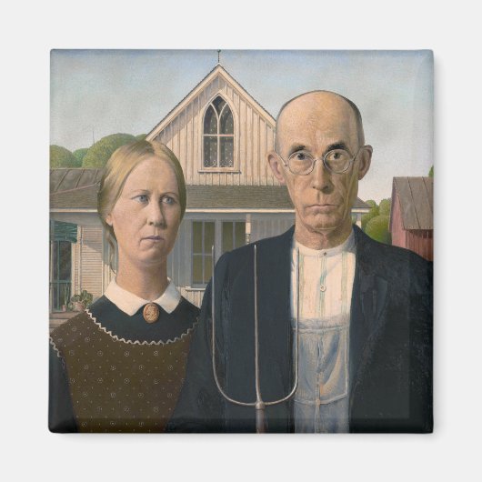 American Gothic:カントリーライフ貧しい農村農家 マグネット (正面)