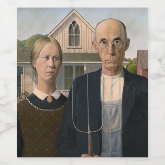 American Gothic:カントリーライフ貧しい農村農家 ワインラベル (シングルラベル)