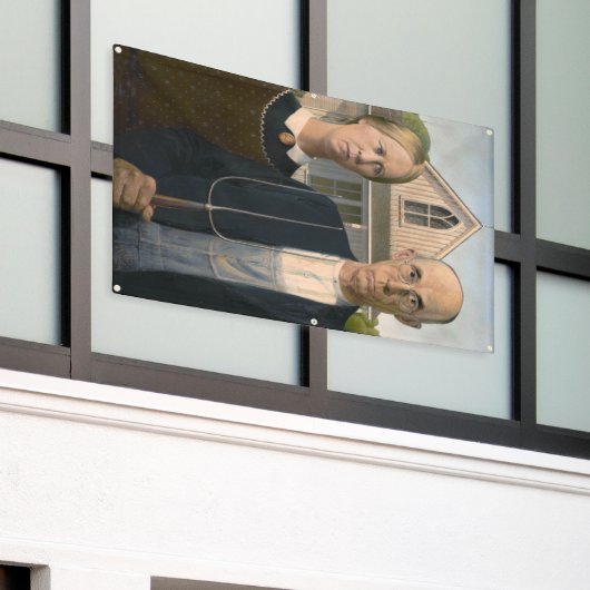 American Gothic:カントリーライフ貧しい農村農家 横断幕 (ビルの外側)