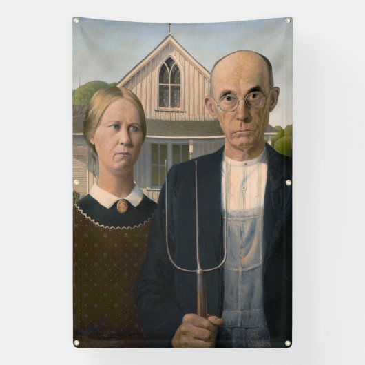American Gothic：カントリーライフ貧しい農村農家 横断幕 (縦)