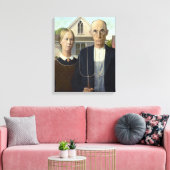 American Gothic 絵画's by Grant Wood on Canvas キャンバスプリント (インサイチュ (リビング))