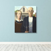 American Gothic 絵画's by Grant Wood on Canvas キャンバスプリント (インサイチュ (ウッドフロア))