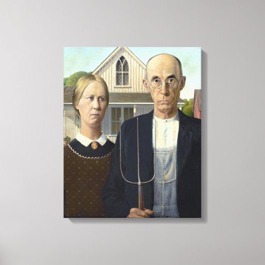 American Gothic 絵画's by Grant Wood on Canvas キャンバスプリント (正面)