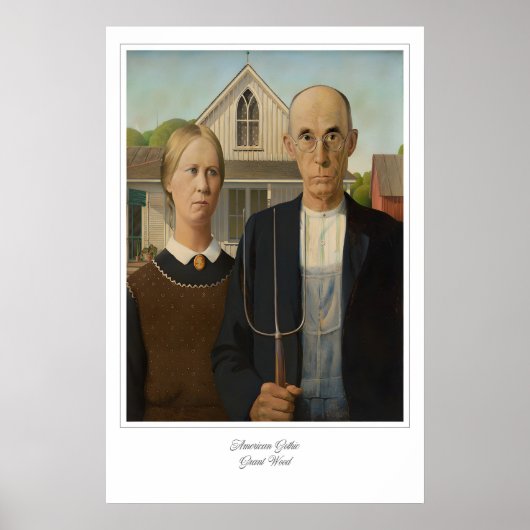 American Gothic Art Print Classical US Mid West ポスター (正面)