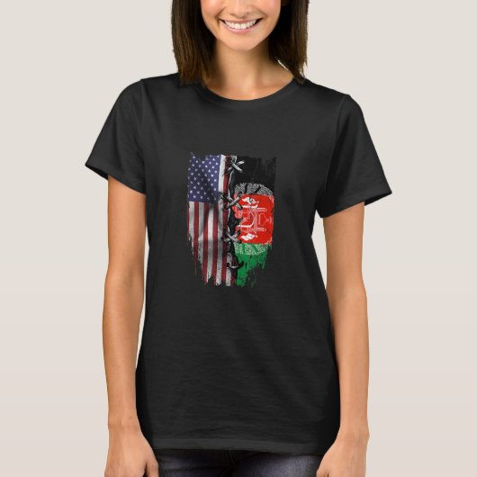 American Grown Afghan Roots USA Afghanistan Flag Tシャツ (正面)