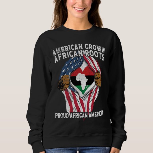 American Grown African Roots USA African Flag Patr スウェットシャツ (正面)