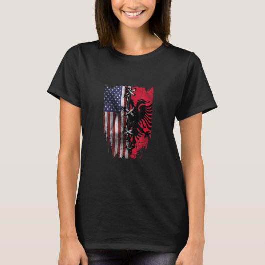 American Grown Albania Roots USA Albanian Flag Tシャツ (正面)