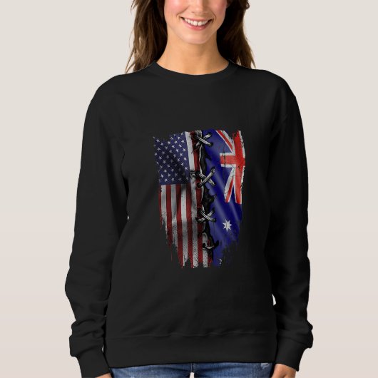 American Grown Australian Roots USA Australia Flag スウェットシャツ (正面)
