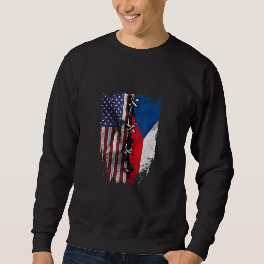 American Grown Czech Roots USA Czech Republic Flag スウェットシャツ (正面)