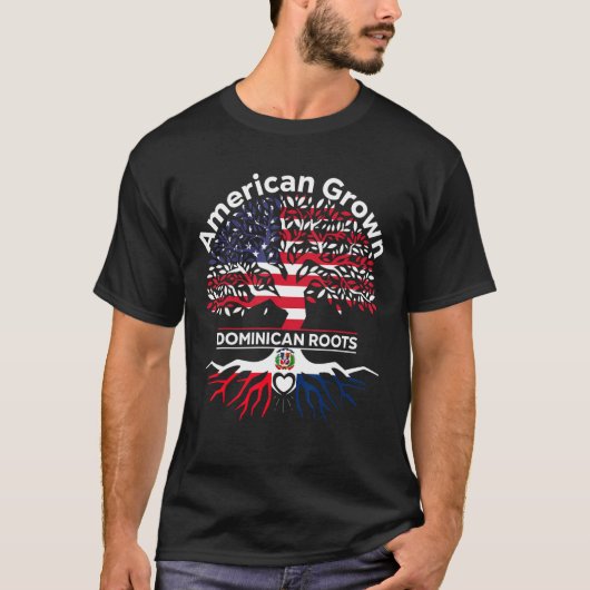 American Grown Dominican Roots American Dominican  Tシャツ (正面)