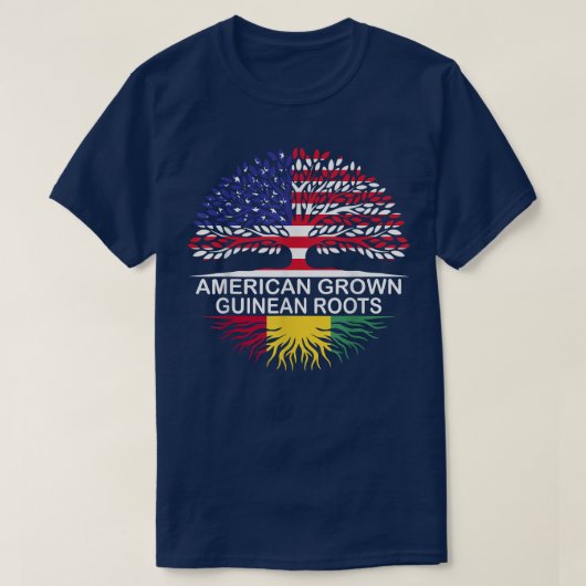 American Grown Guinean Roots Guinea Flag  Tシャツ (デザイン正面)