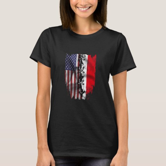 American Grown Indonesian Roots USA Indonesia Flag Tシャツ (正面)