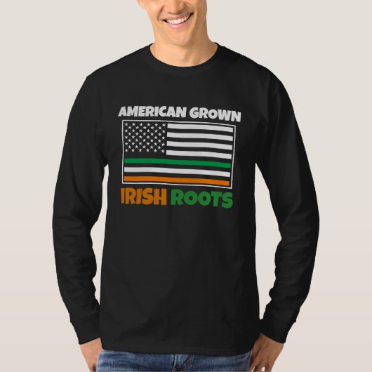 American Grown Irish Roots Flag  St Pattys Day Par Tシャツ (正面)