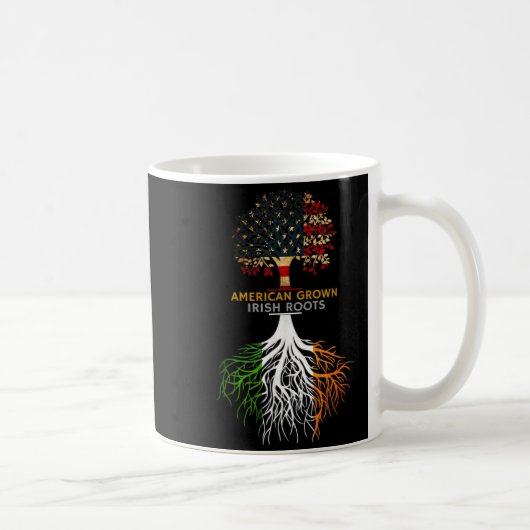 American Grown Irish Roots Ireland And Usa Flags  コーヒーマグカップ (右)