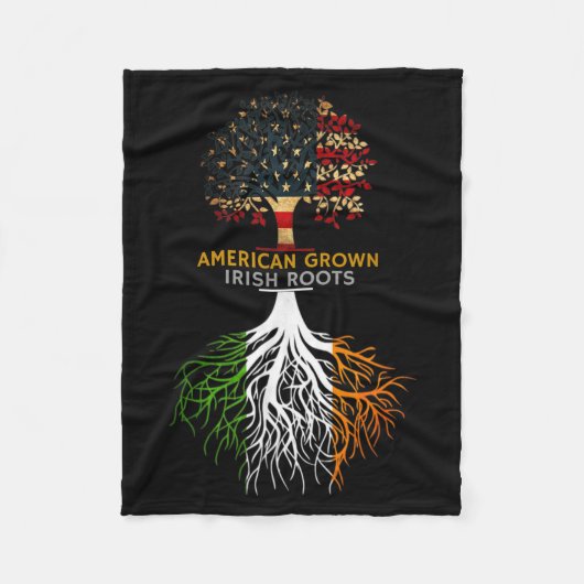 American Grown Irish Roots Ireland And Usa Flags  フリースブランケット (正面)