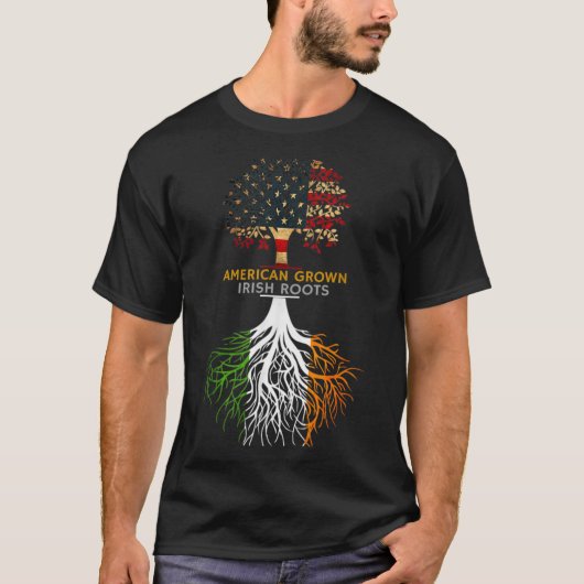 American Grown Irish Roots Ireland And Usa Flags  Tシャツ (正面)