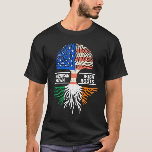 American Grown Irish Roots USA Ireland Flag ST PAT Tシャツ (正面)