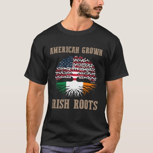 American Grown Irish Roots USA Irish Flag St Patri Tシャツ (正面)