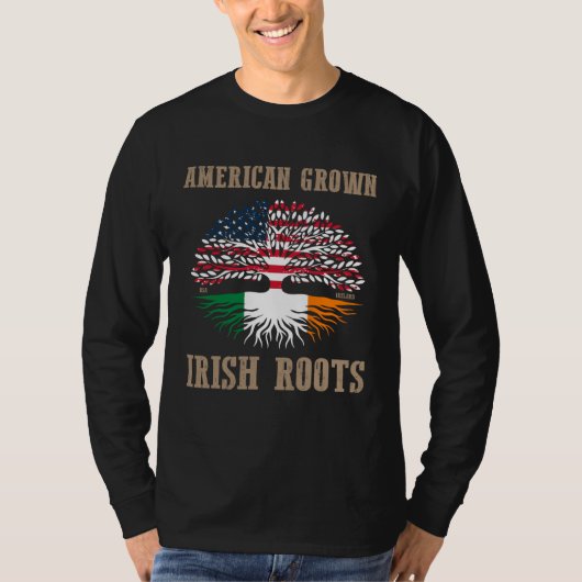 American Grown Irish Roots USA Irish Flag St Patri Tシャツ (正面)