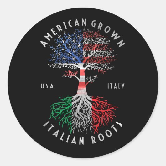 American Grown Italian Roots Italy Flag National ラウンドシール (正面)