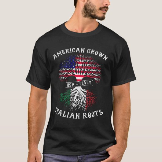 American Grown Italian Roots Italy Flag Pride Cool Tシャツ (正面)