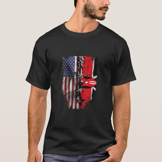American Grown Kenyan Roots USA Kenya Flag Tシャツ (正面)