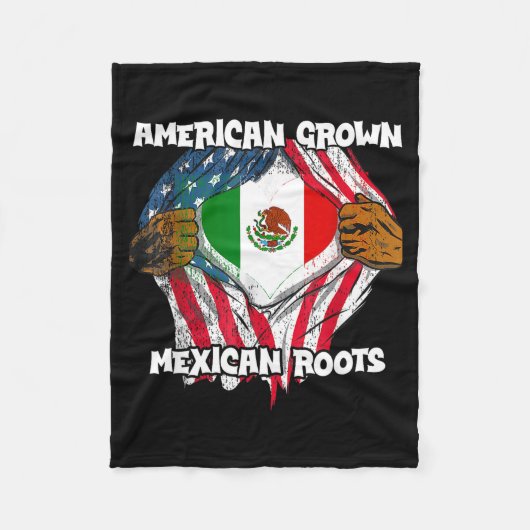 American Grown Mexican Roots Mexico Country Lover  フリースブランケット (正面)
