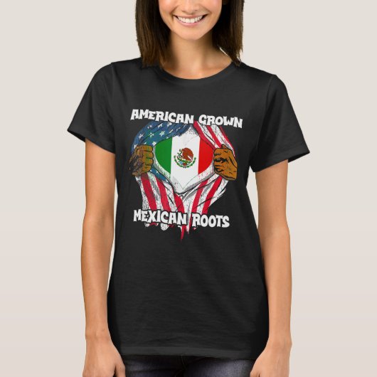 American Grown Mexican Roots Mexico Country Lover  Tシャツ (正面)