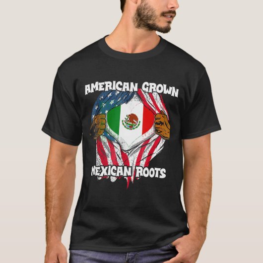American Grown Mexican Roots Mexico Country Lover  Tシャツ (正面)