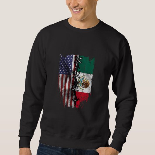 American Grown Mexican Roots USA Mexico Flag スウェットシャツ (正面)