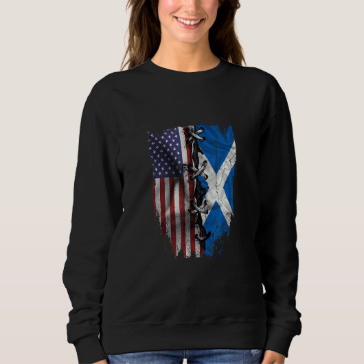 American Grown Scottish Roots USA Scotland Flag スウェットシャツ (正面)