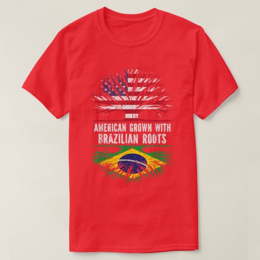 American Grown with Brazilian Roots USA Flag Brazi Tシャツ (デザイン正面)