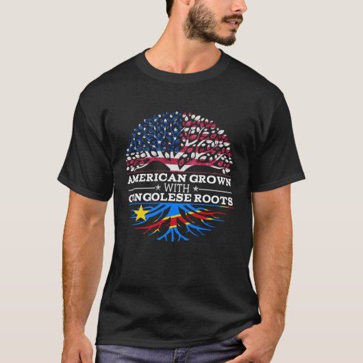 American Grown with Congolese Roots  DR Congo Tシャツ (正面)