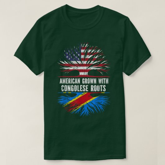 American Grown with Congolese Roots USA Flag Congo Tシャツ (デザイン正面)