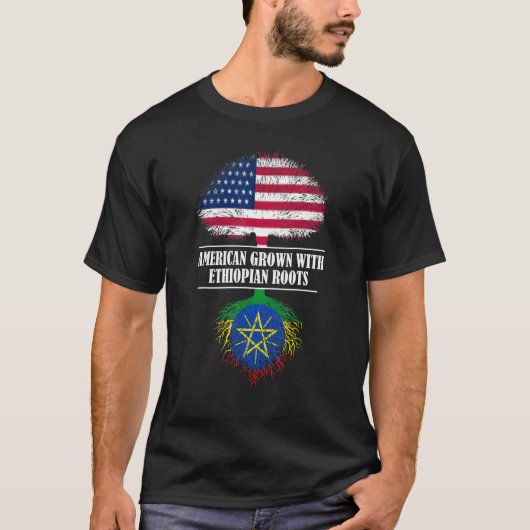 American Grown With Ethiopian Roots Flag Country Tシャツ (正面)