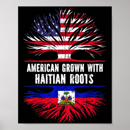 American Grown With Haitian Roots Usa Flag Haiti  ポスター (正面)