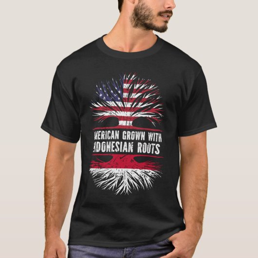American Grown with Indonesian Roots USA Flag Tシャツ (正面)