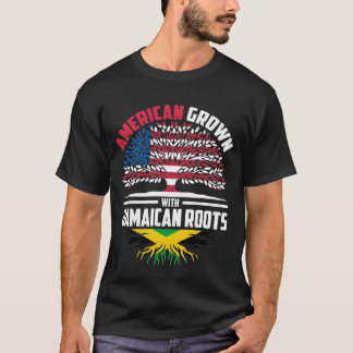 American Grown With Jamaican Roots Jamaica Flag Fa Tシャツ