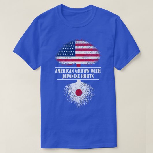 American grown with japanese roots americans flag tシャツ (デザイン正面)