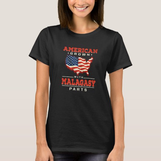 American Grown with Malagasy Parts Patriotic Madag Tシャツ (正面)