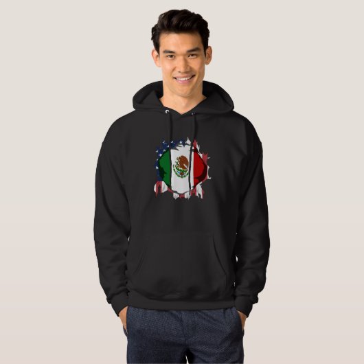American Grown with Mexican Roots Flag パーカ (正面フル)