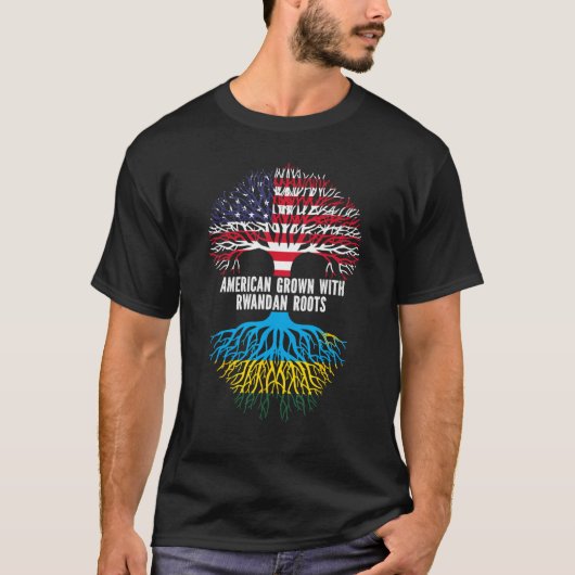 American Grown with Rwandan Roots USA Flag Tシャツ (正面)
