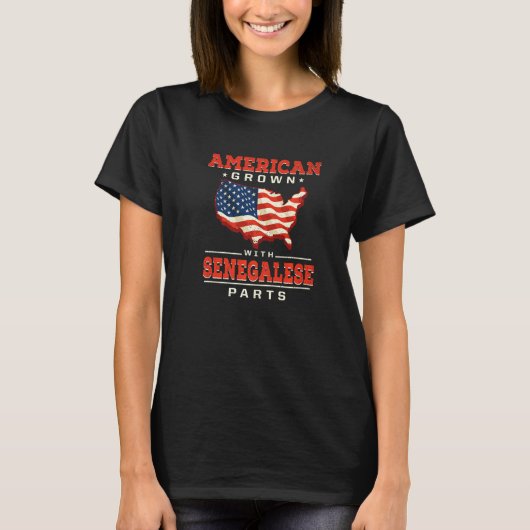 American Grown with Senegalese Parts Patriotic Sen Tシャツ (正面)