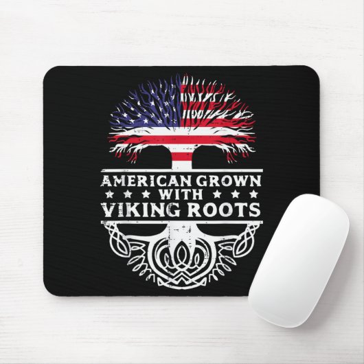 American Grown With Viking Roots Us Flag Tree Men  マウスパッド (マウス)
