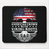 American Grown With Viking Roots Us Flag Tree Men  マウスパッド (正面)