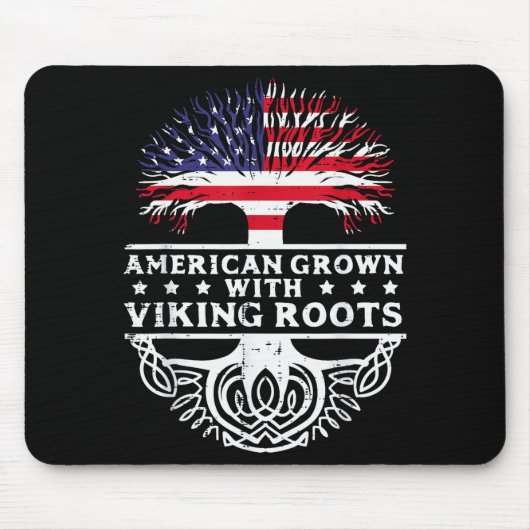 American Grown With Viking Roots Us Flag Tree Men  マウスパッド (正面)